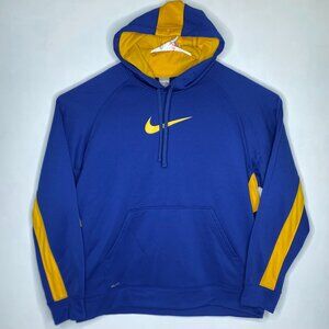 Nike Hoodie Mens XL Royal Blue / Yellow Piping Vented Therma Fit Pullover